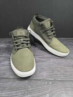 Timberland Davis Square Chukka Green Nubuck Canvas Mens Boots Size 10.5 A1Y9E